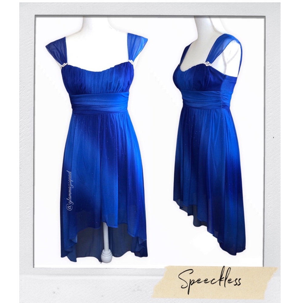 Speeckless Royal Blue Ombré High Low Formal Midi Dress